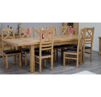 Deluxe Oak Large 1800 Twin Leaf Extending Dining Table